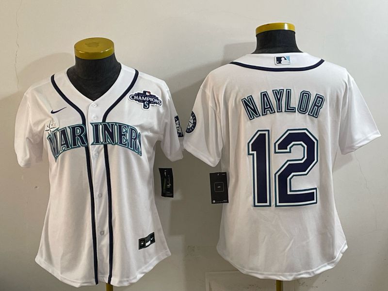 Women Seattle Mariners #12 Naylor White Game 2026 Nike MLB Jersey style 07->women mlb jersey->Women Jersey
